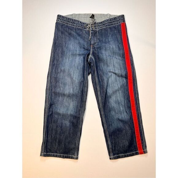 Vintage Polo Ralph Lauren Jeans Co Y2K 90's Lace Up Denim w Red Straight Size 8 - Picture 1 of 8